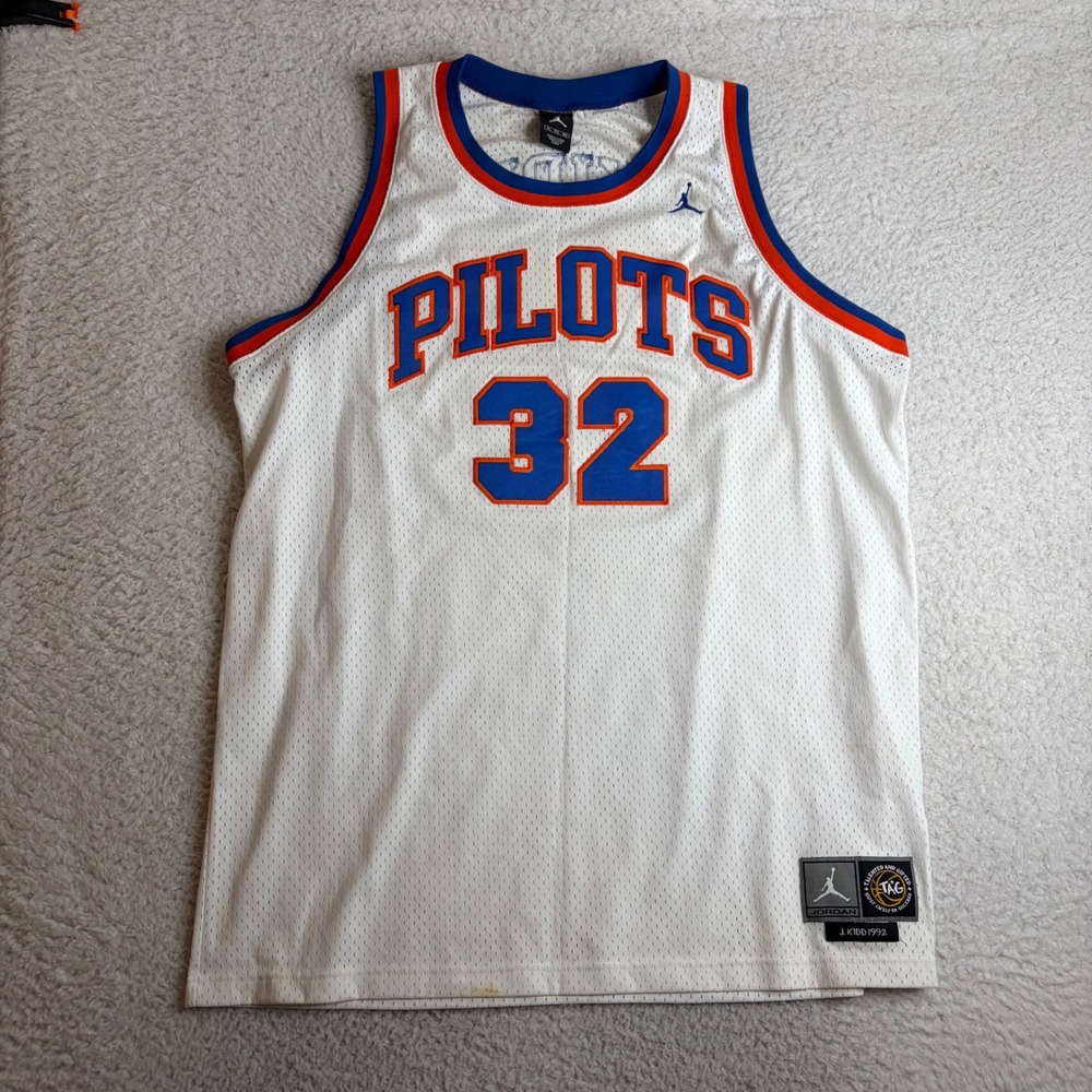 Jordan Jason Kidd 1992 Pilots Jersey White Blue Orange XXL 32 2000s